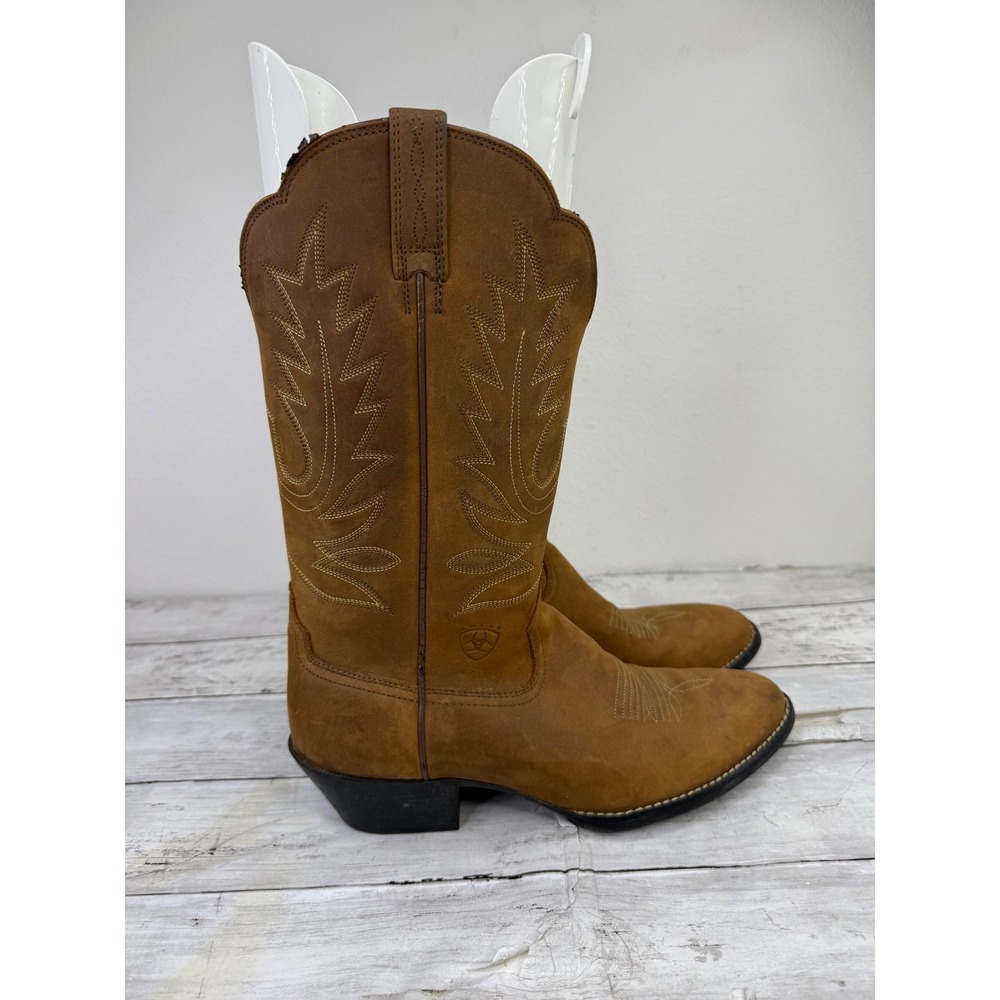 Ariat Heritage Western R Toe Brown Leather Cowboy Boots Womens 9B Distressed